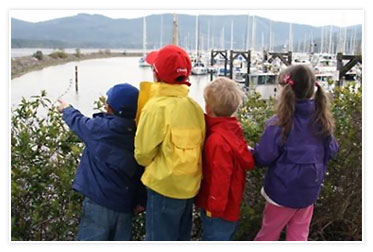 Kids wearing backpack jackets